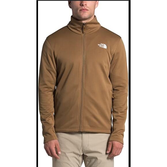 Men's The North Face Brown Camel Full Zip Fleece Mock Neck Outdoor Warm Hiking L - Picture 4 of 8